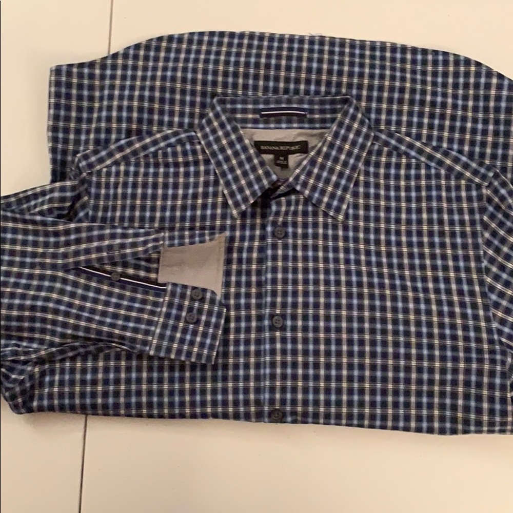 Navy plaid button down